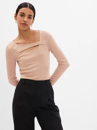 Metallic Rib Crossover Cutout Top | Gap (US)