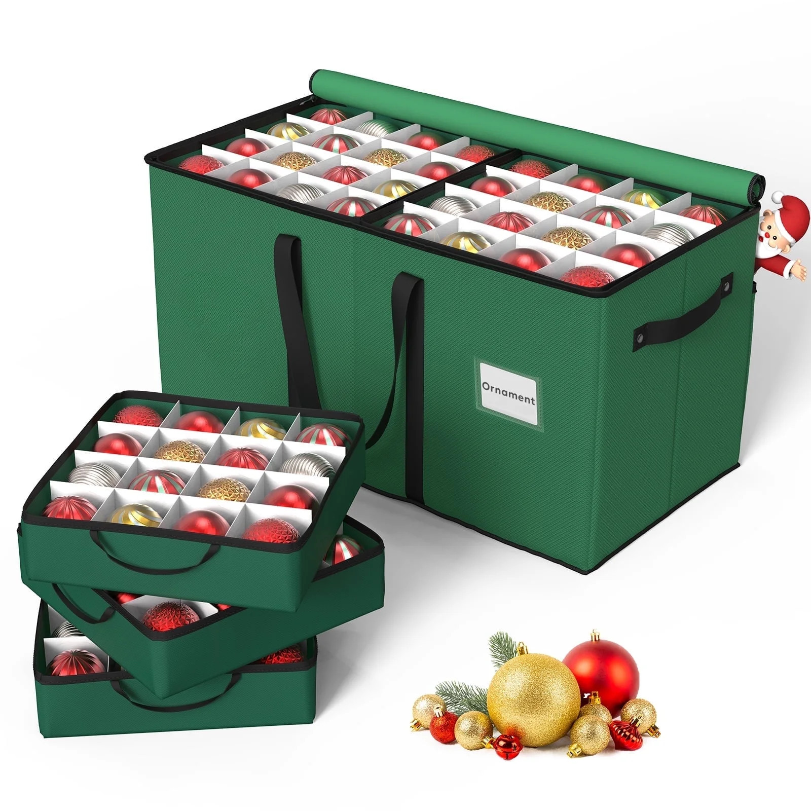 Christmas Ornament Storage Box with 8 Trays, Holds 128 3-inch Ornaments, Durable 600D Oxford Fabr... | Walmart (US)