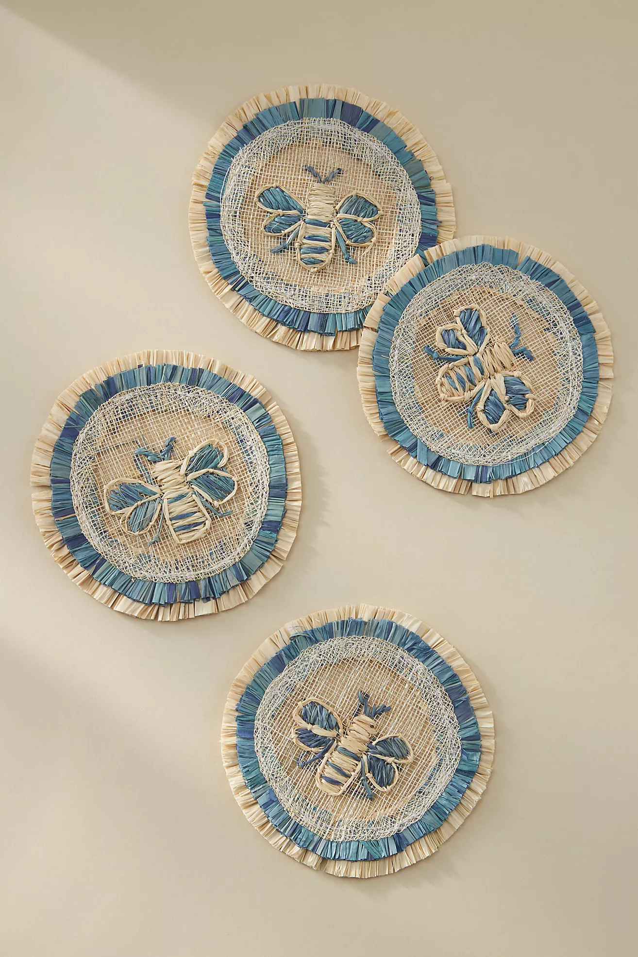 Joanna Buchanan Woven Straw Bee Coasters, Set of 4 | Anthropologie (US)