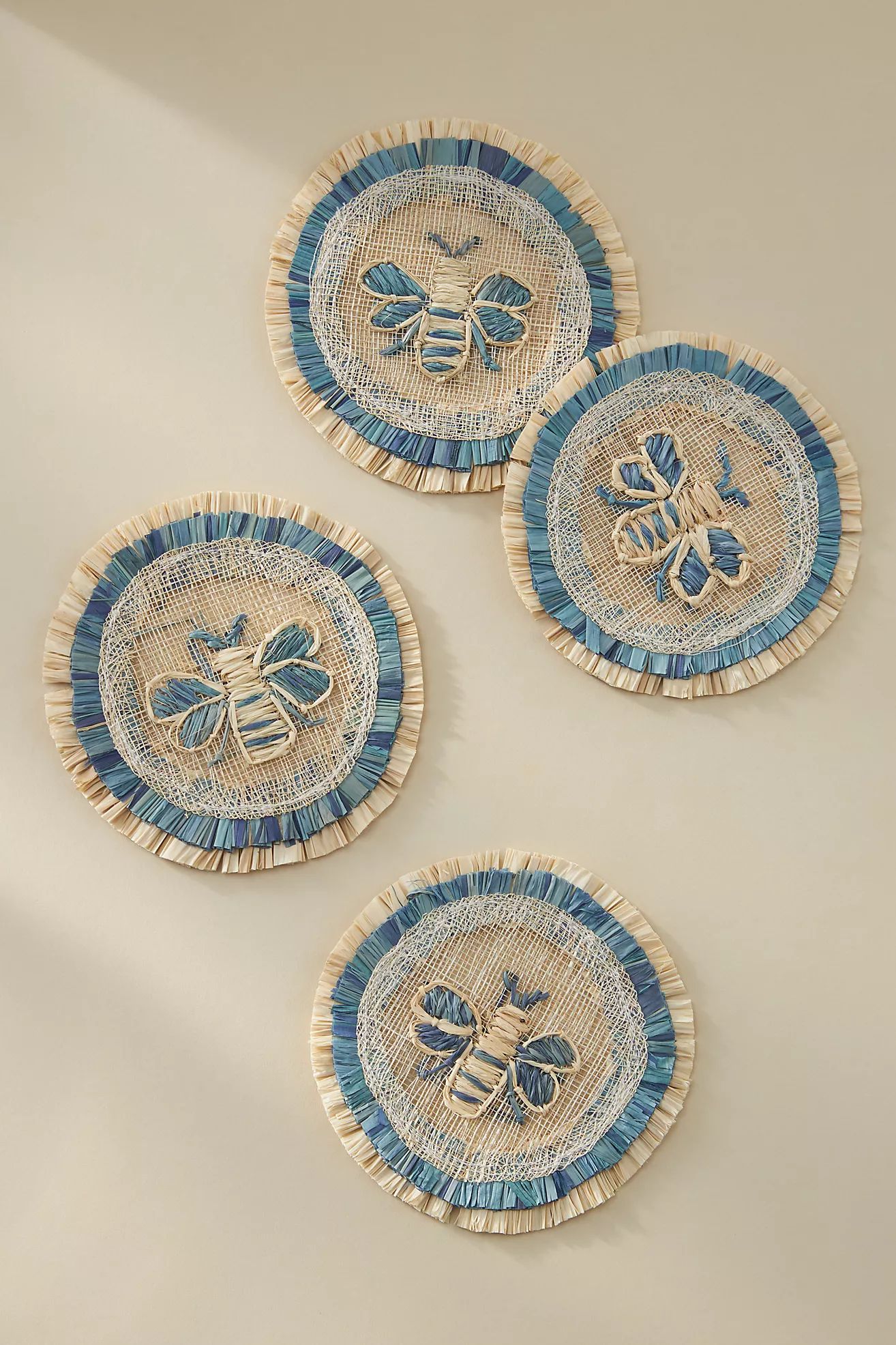 Woven Straw Bee Coasters, Set of 4 | Anthropologie (US)