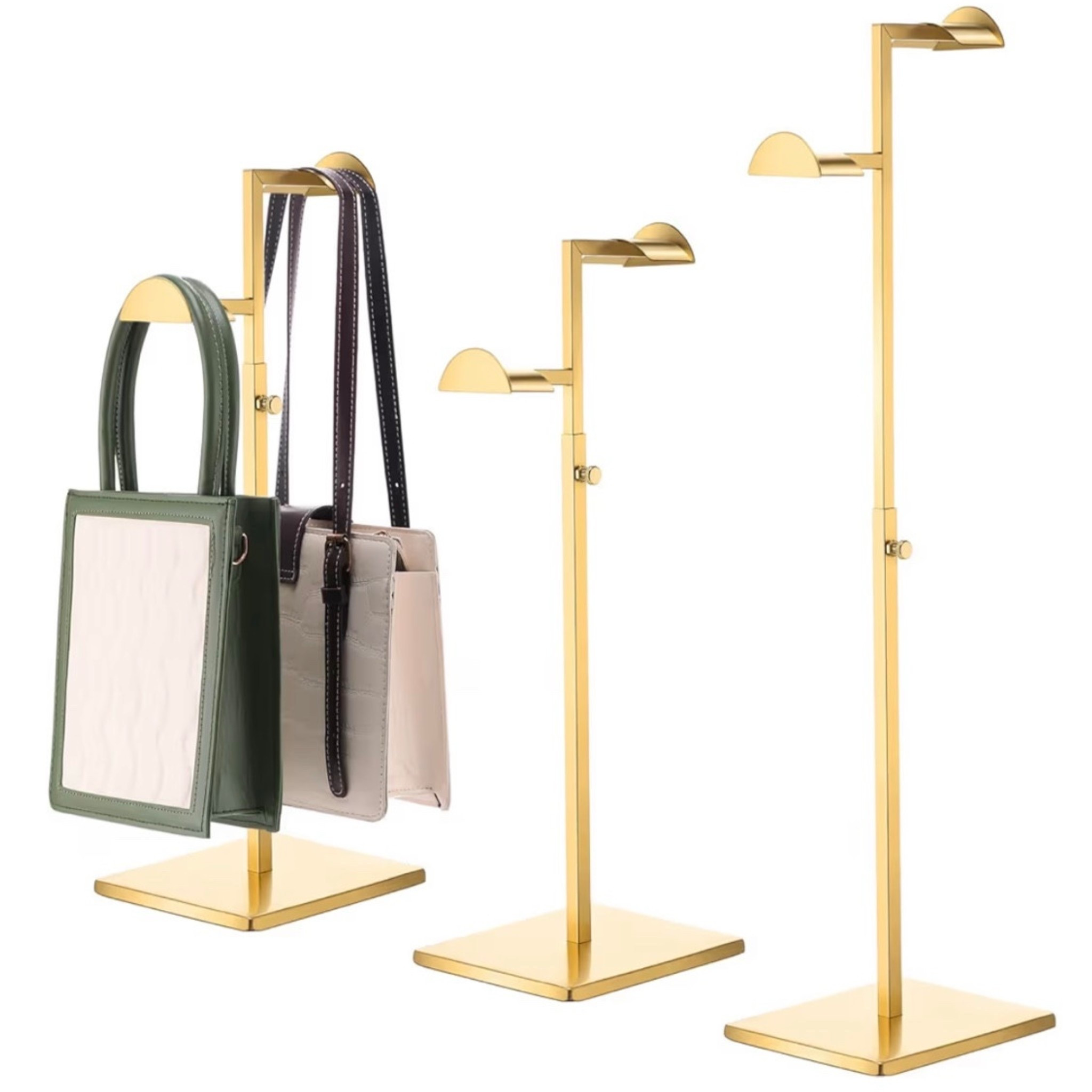 Hicarer Stainless Steel Purse Display Stand Adjustable Height Handbag Display Stand Hanging Double Hook Polished Hanger
Bag Holder Hat Jewelry Rack for Boutique Store(Gold,2 Pcs)

#LTKdayinmylife #LTKGiftGuide #LTKHoliday