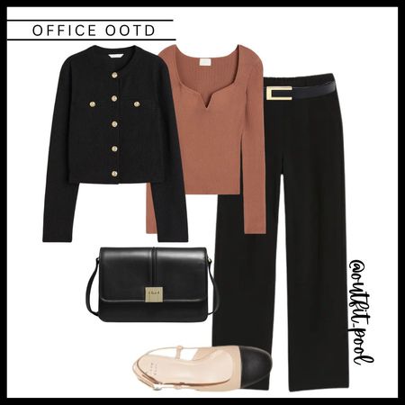 Black jacket, rust top, black trousers, black crossbody bag, slingback sandals, spring workwear 

#LTKfindsunder50 #LTKstyletip #LTKworkwear