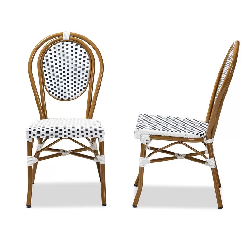 Averlie Metal Outdoor Stackable Dining Side Chair with Cushion (Set of 2) | Wayfair North America
