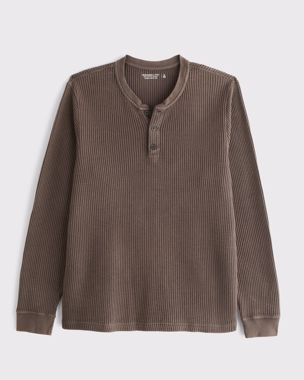 Men's Long-Sleeve Classic Waffle Henley | Men's Tops | Abercrombie.com | Abercrombie & Fitch (US)