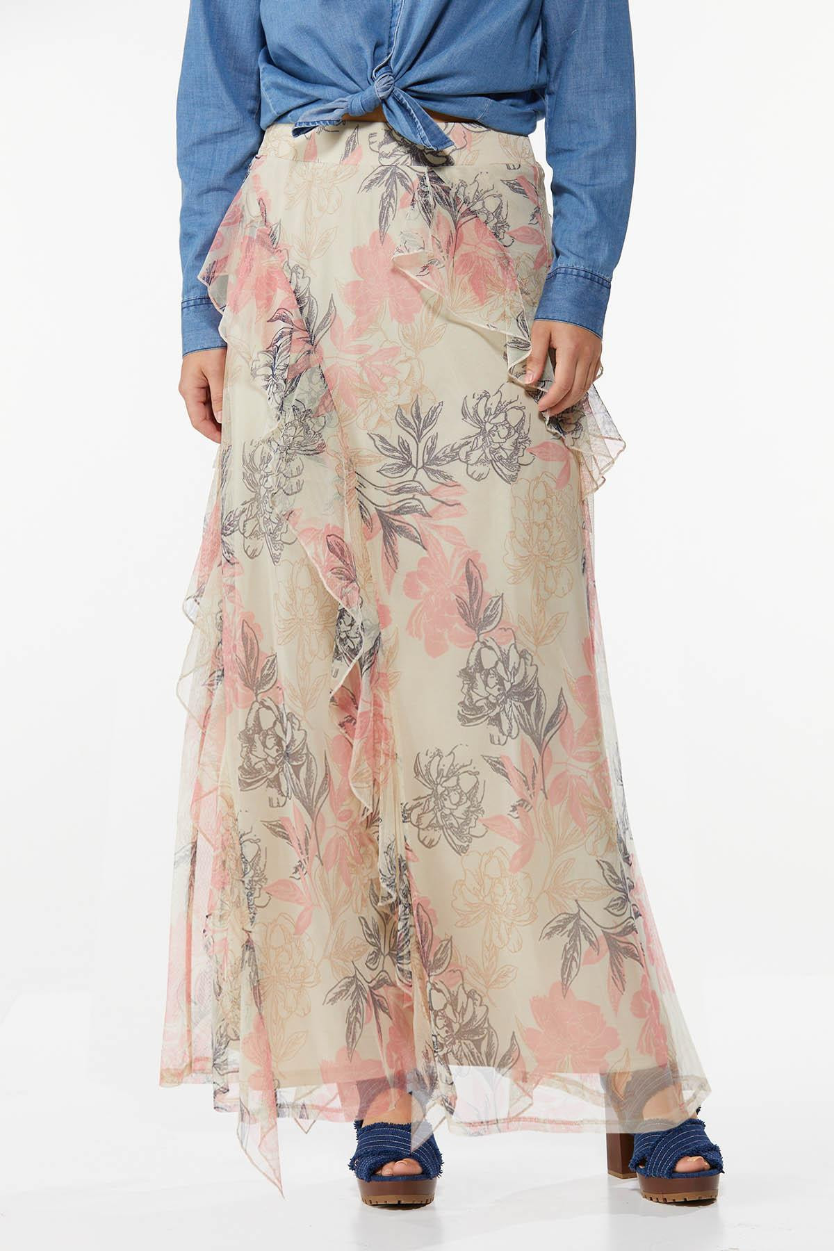 Mesh Floral Maxi Skirt | Cato Fashions