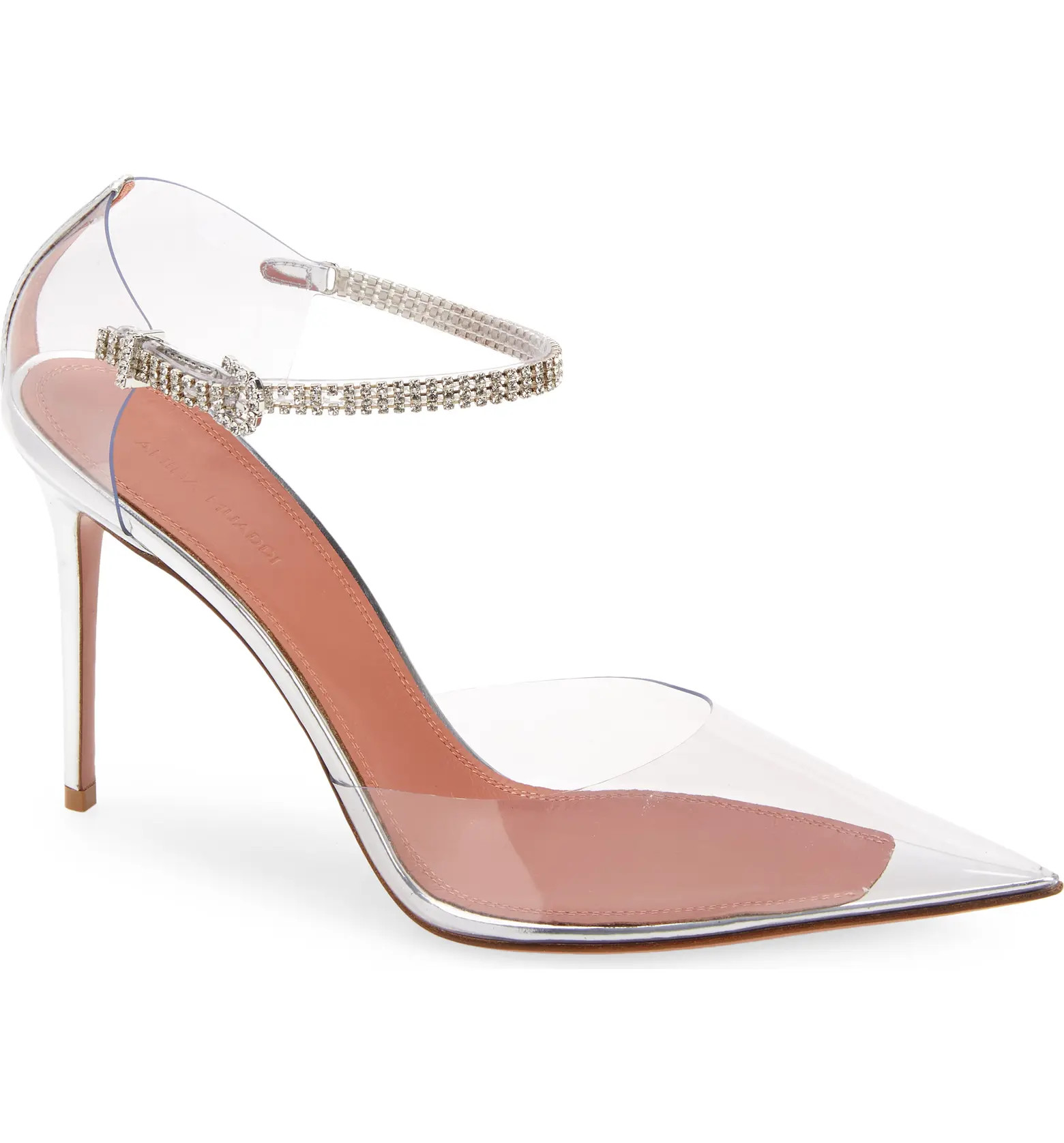 Amina Muaddi Ursina Crystal Strap Pointed Toe Clear Pump | Nordstrom | Nordstrom Canada