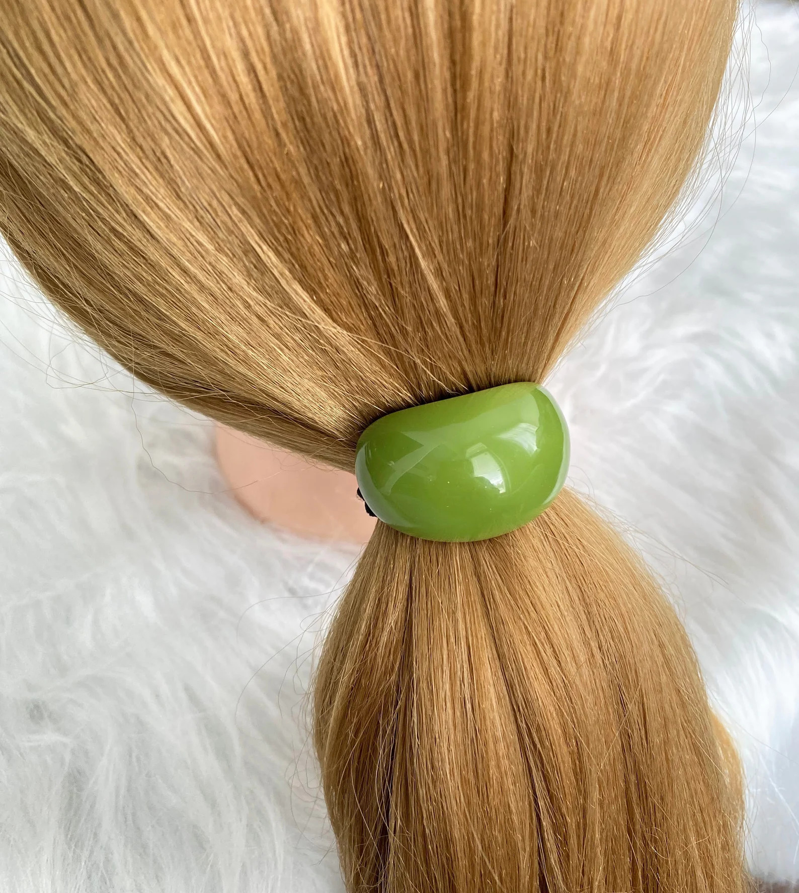 Curved Resin Acetate Hair Cuff, Oval Resin Band Cuff, Ponytail Holder, Stylish Resin Hair Ties fo... | Etsy (Global)