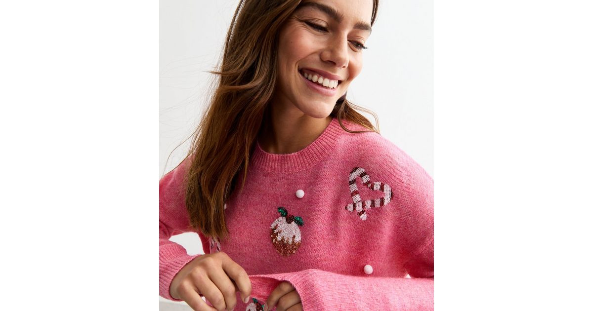 Petite Pink Candy Cane Christmas Jumper
						
						Add to Saved Items
						Remove from Saved I... | New Look (UK)
