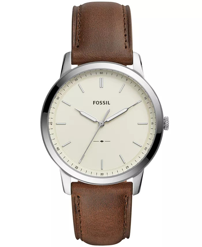 Fossil Men's Minimalist Brown Leather Strap Watch 44mm & Reviews - All Watches - Jewelry & Watche... | Macys (US)