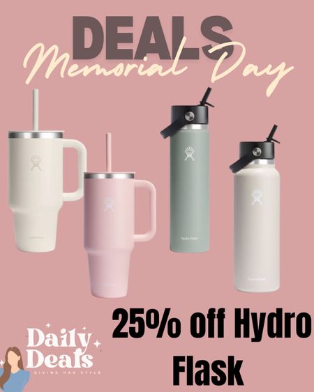 Memorial Day Deals! 25% off at Hydro Flask. I priced checked with Amazon and the deal on the HF website is better savings! 

Memorial Day sale, daily deals, sale alert, summer sale, summer deals, deal of the day, todays deals, Memorial Day deal finds 
Hydro flask sale, water bottle, tumbler, travel 
#memorialdaysale #deals #salealert

#LTKFindsUnder50 #LTKSaleAlert #LTKTravel