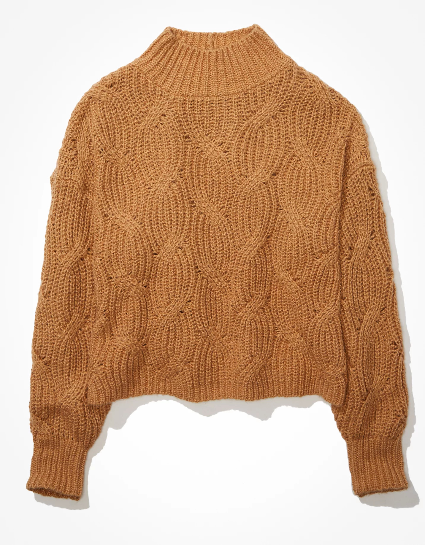 AE Cable Knit Mock Neck Sweater | American Eagle Outfitters (US & CA)