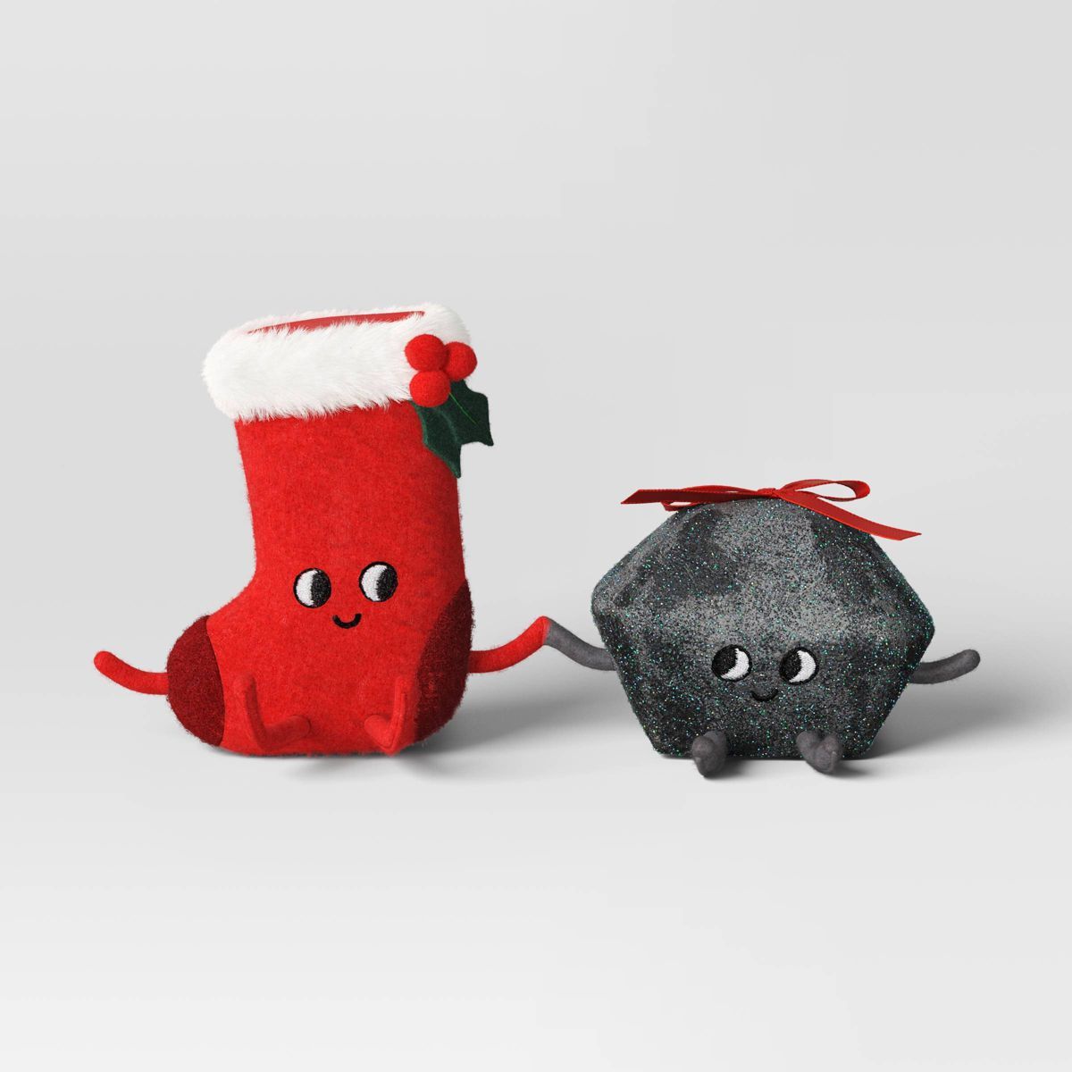 Felt Stocking and Coal Christmas Figurine Set - Wondershop™ Red/Gray | Target