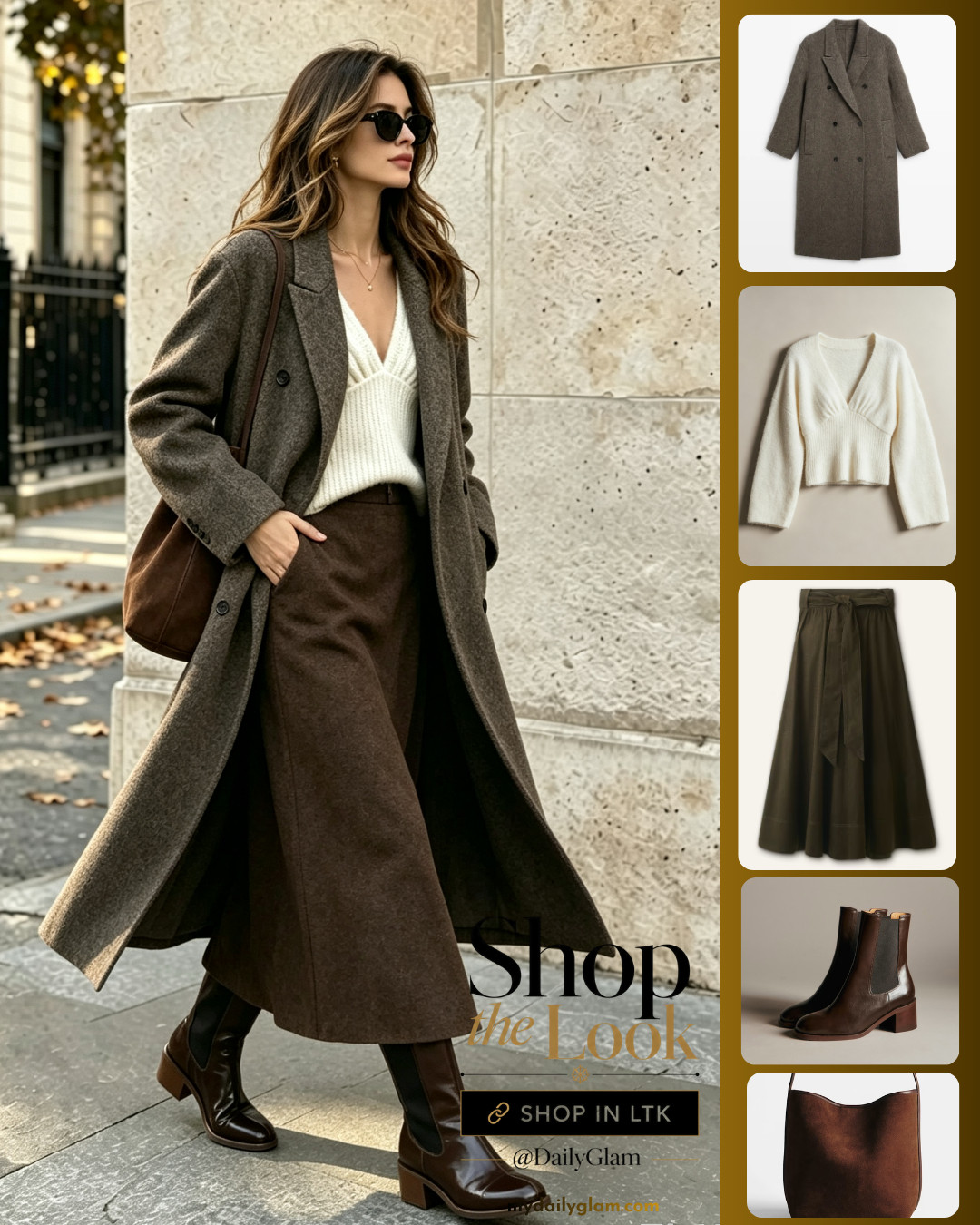 Dark Grey Wool Coat Fall Outfit | Sophisticated Midi Skirt Look

#WoolCoat #FallWorkwear #NeutralStyle #BrownSkirt #FrenchChic #AutumnOOTD #LongCoat 

 #LTKootd #LTKOver40 #LTKWorkwear