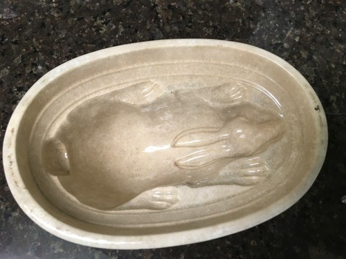 ANTIQUE PRIMITIVE RABBIT IRONSTONE YELLOWARE ASPIC JELLO CAKE  MOLD OLD 1800s | eBay US