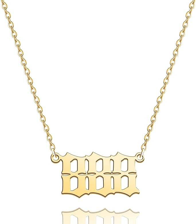 Angel Number Necklace for Women 18K Gold Plated Stainless Steel Necklace 111 222 333 444 555 666 ... | Amazon (US)