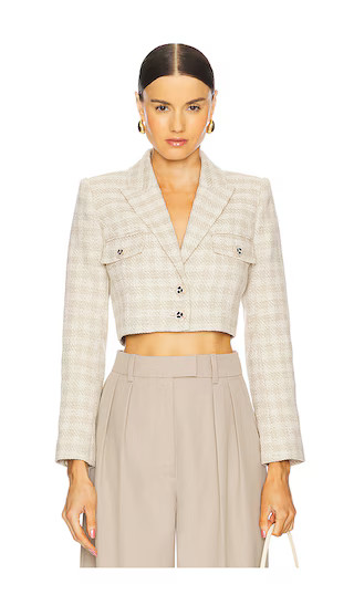 Maura Cropped Jacket in Ecru & Gold | Revolve Clothing (Global)