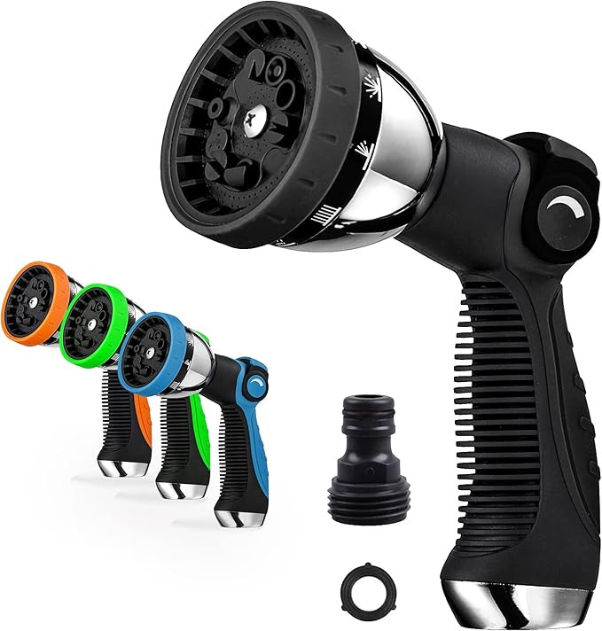 Garden Hose Nozzle Spray Nozzle,10 Hose Metal Duty Watering Patterns Thumb Control On Off Valve, ... | Amazon (US)