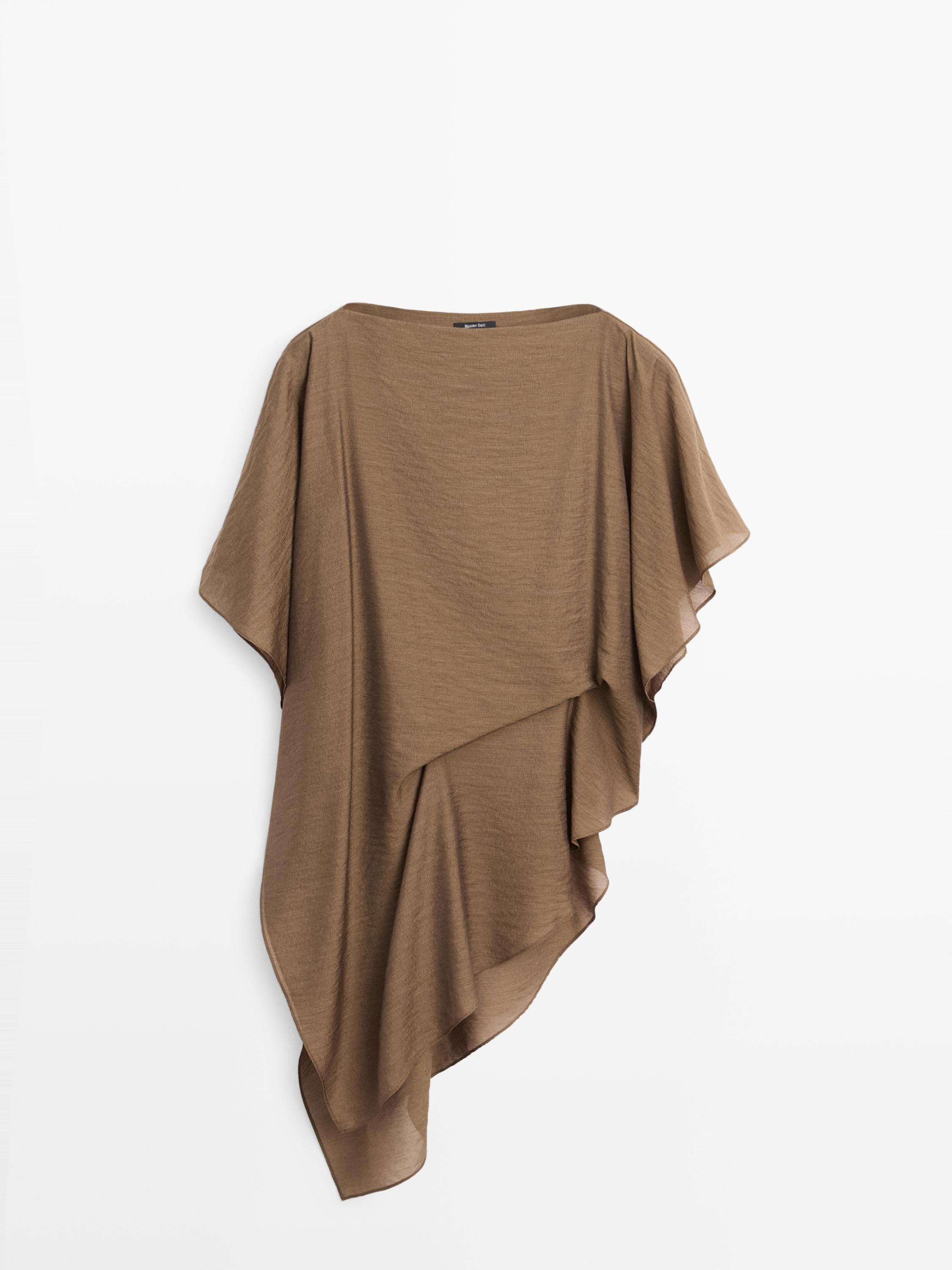 Fließende asymmetrische Cape-Bluse | Massimo Dutti DE