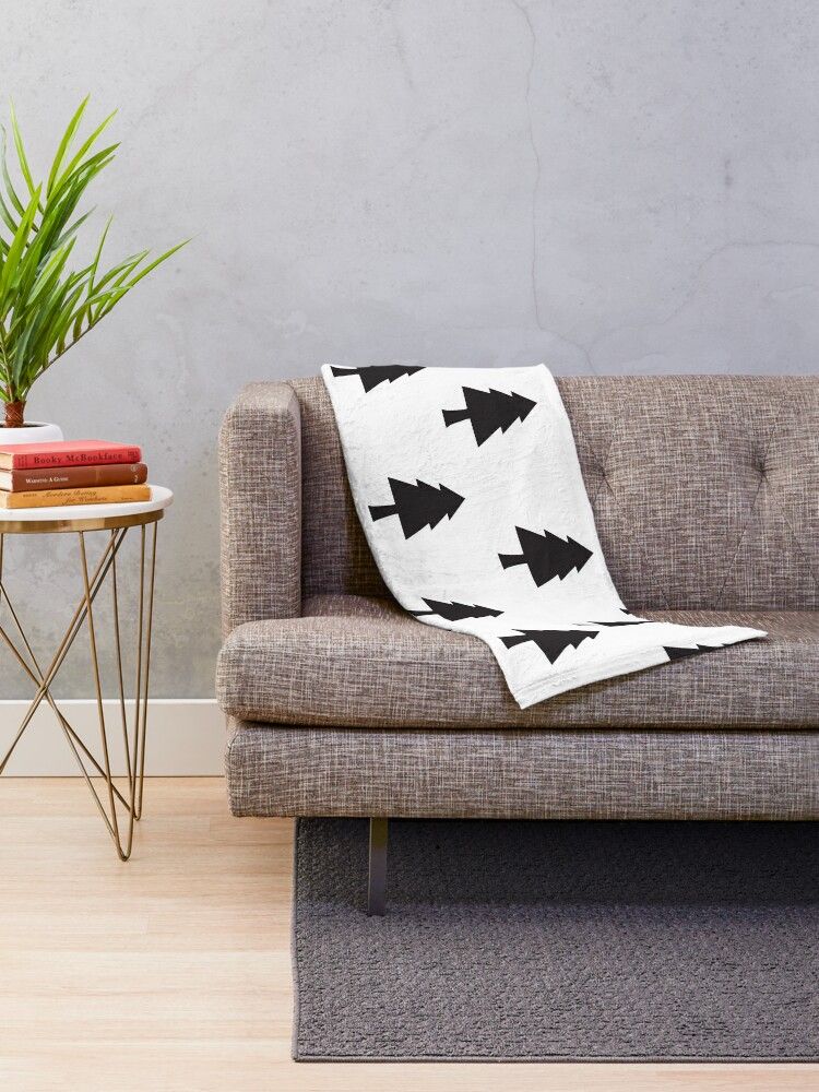 Pine Tree in black and white Throw Blanket | Redbubble (US)
