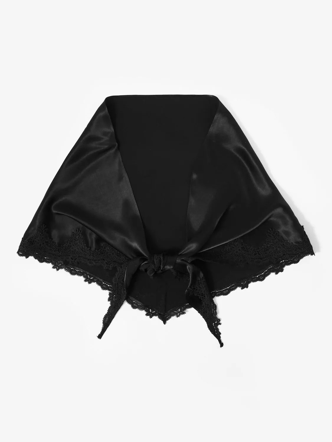 Mint Velvet Satin Lace Trim Scarf, Black | John Lewis (UK)