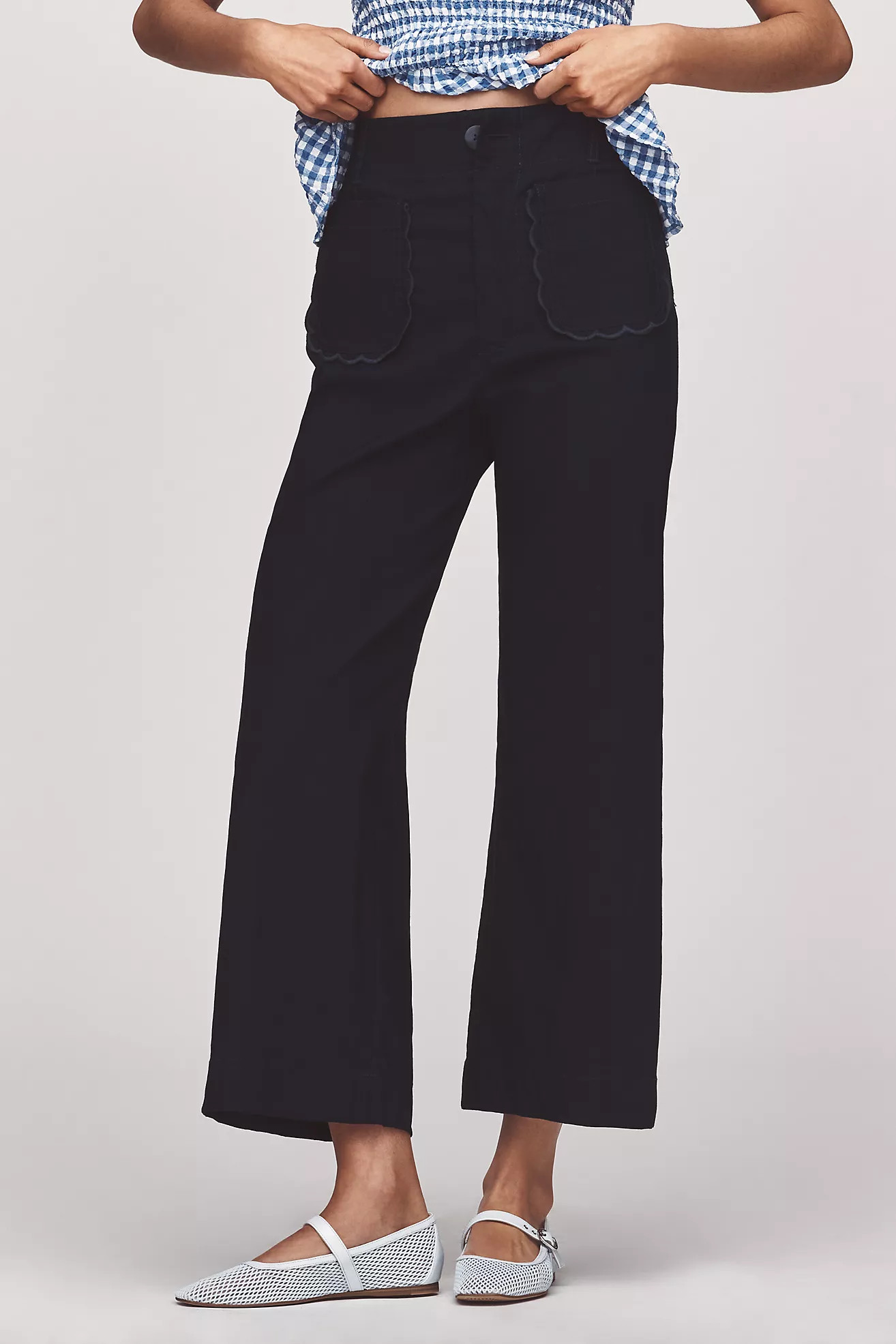 Maeve Colette Scallop High-Rise Wide-Leg Pants in Magic Fabric | Anthropologie (US)