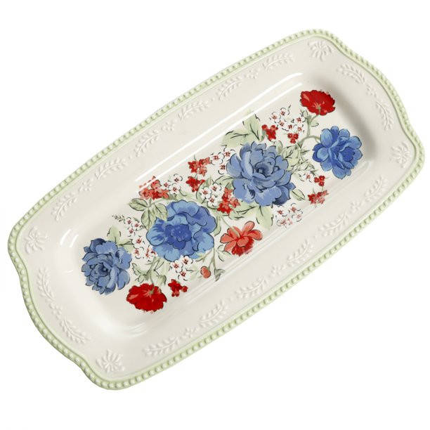 The Pioneer Woman Classic Charm 16-Inch Rectangular Platter, Green - Walmart.com | Walmart (US)