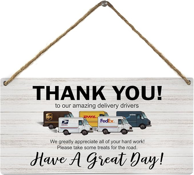 Delivery Signs for Packages, Thank You To Our Amazing Delivery Driver Snack Sign Wood Wall Hangin... | Amazon (US)