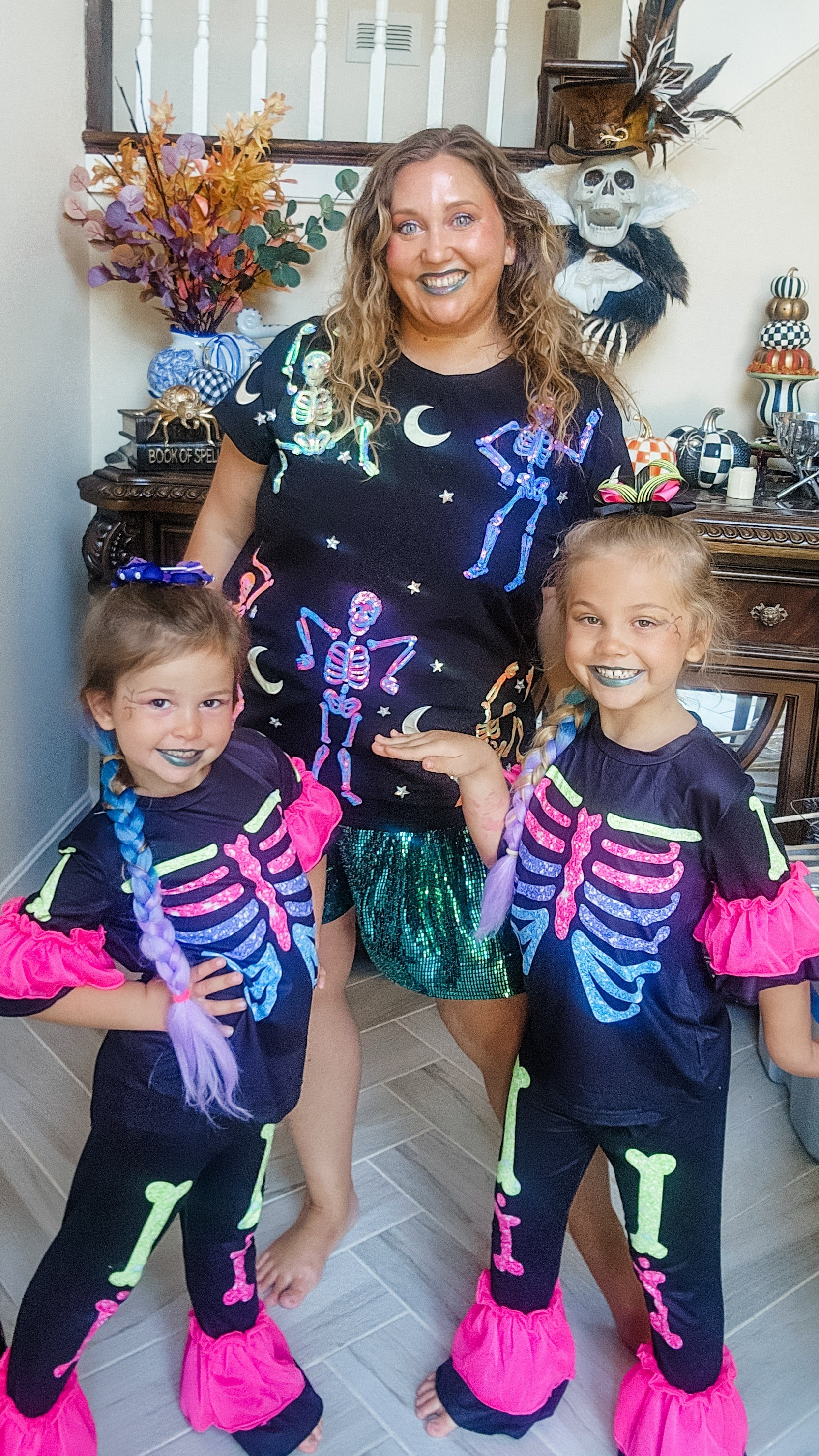 We went to see Beetlejuice tonight after using the NYX Beetlejuice makeup, and grabbing outfits, colored hair, and of course Queen of Sparkles for me! It was a little spookier that I would have preferred for these 2 with a handful of adult humor sections as well. But luckily I don't think the picked up on it and both said Yuck at the teenagers kissing. #Beetlejuice #halloween #girlmom 

#LTKSeasonal #LTKPlusSize #LTKKids