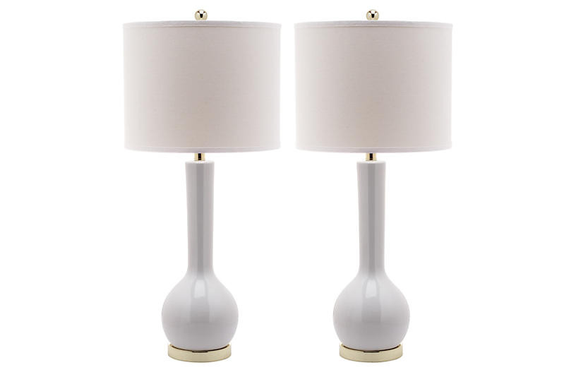 S/2 Ava Table Lamps, White | One Kings Lane