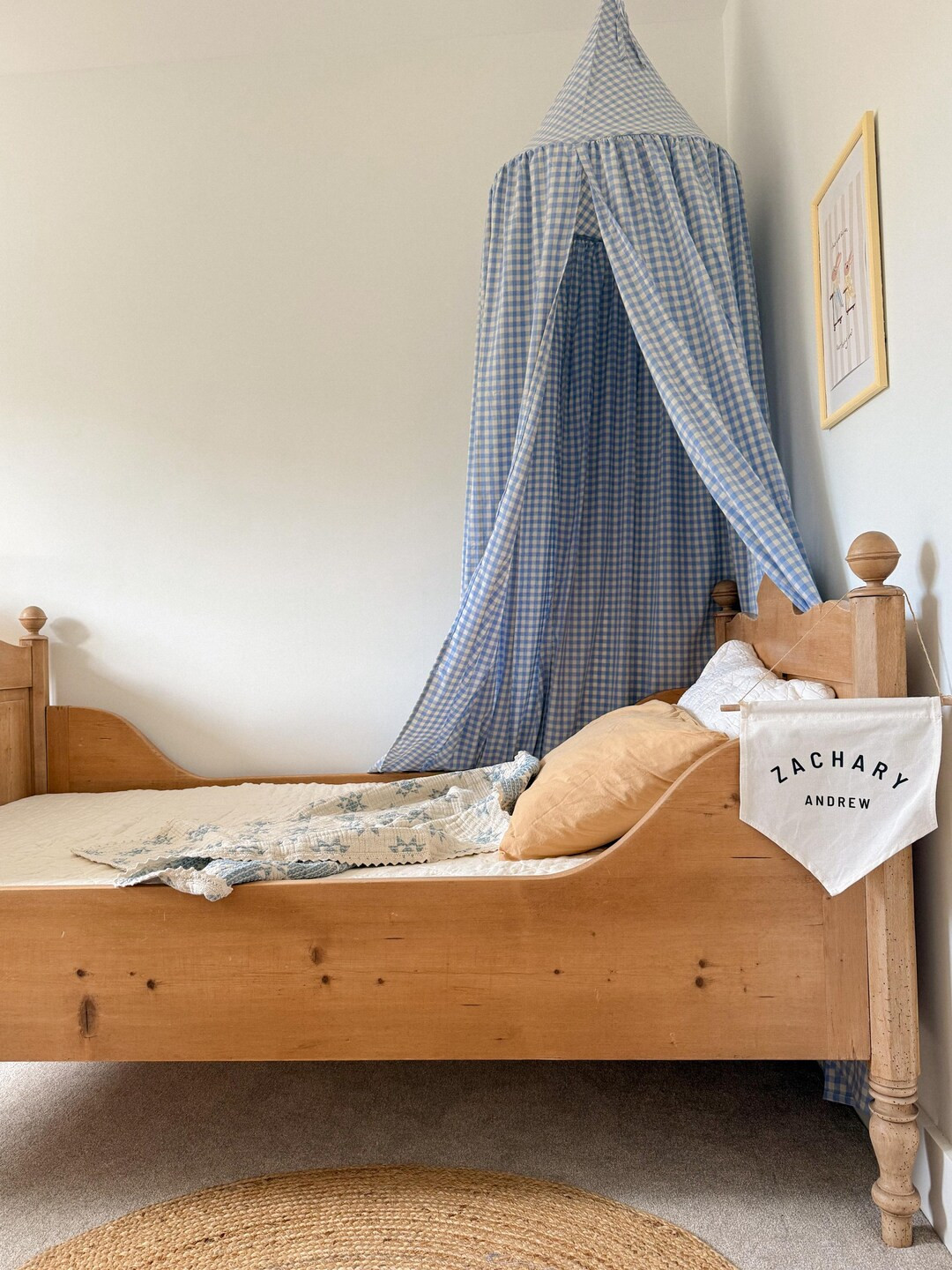 Sky Blue Gingham Bed Canopy: Kids Play Tent, Nursery Decor - Etsy | Etsy (US)