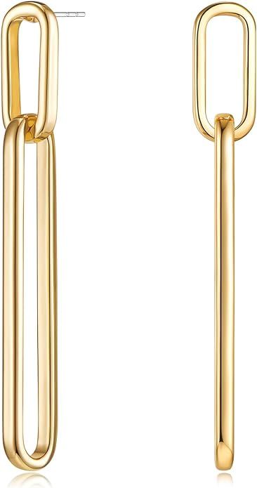 MUYAN Geometric Link Drop Dangle Earrings for Women Long Link Dangle Earrings Jewelry Gift,Gold&S... | Amazon (US)