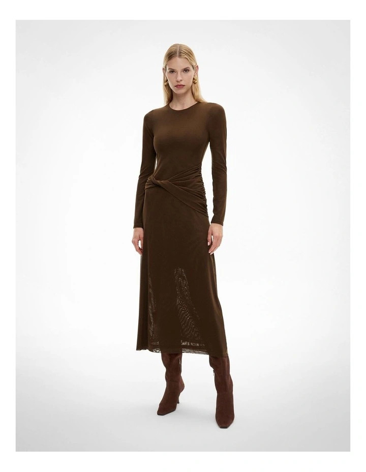 WitcheryMesh Twist Front Dress in Cocoa | Myer