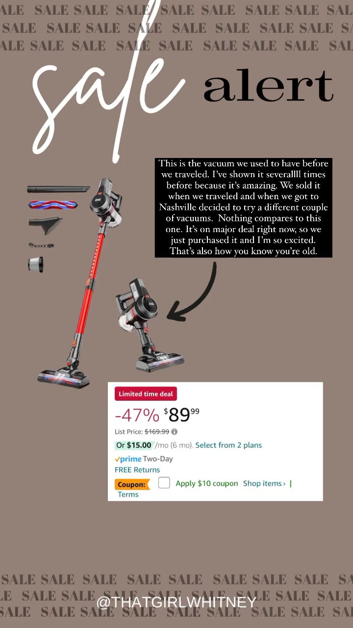 This is the vacuum we used to have before we traveled. I’ve shown it severallll times before because it’s amazing. We sold it when we traveled and when we got to Nashville decided to try a different couple of vacuums.  Nothing compares to this one. It’s on major deal right now, so we just purchased it and I’m so excited.  That’s also how you know you’re old. 

#LTKsalealert #LTKfindsunder100 #LTKhome