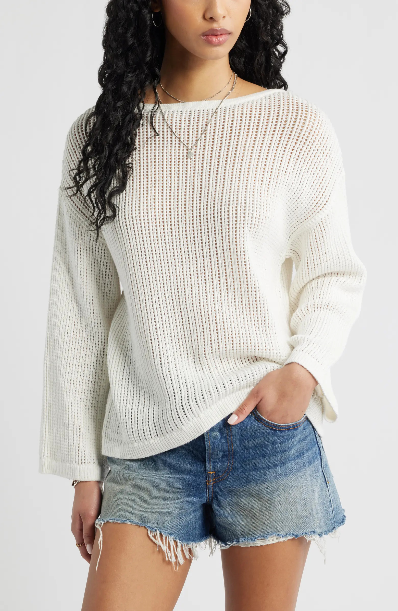 Cotton Open Stitch Sweater | Nordstrom