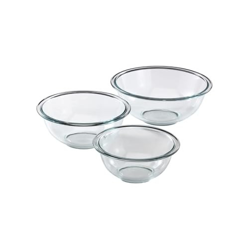 Pyrex Essentials (3-Piece) Glass Mixing Bowls Set For Prepping, Baking and Cooking, Preheated Oven, Dishwasher, Freezer, and Microwave Safe | Amazon (US)
