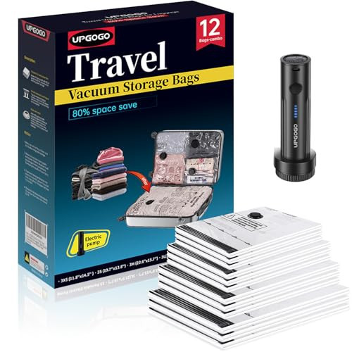 UPGOGO Travel Vacuum Bags for Luggage with Portable Electric Pump,Vacuum Seal Bags for Clothing,Packing Cubes Compression,Cruise Ship and Travel Essentials(Combo 12 Pack) | Amazon (US)