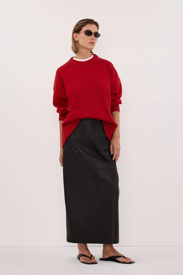 MILA BURNT RED CREW NECK KNIT JUMPER | DISSH