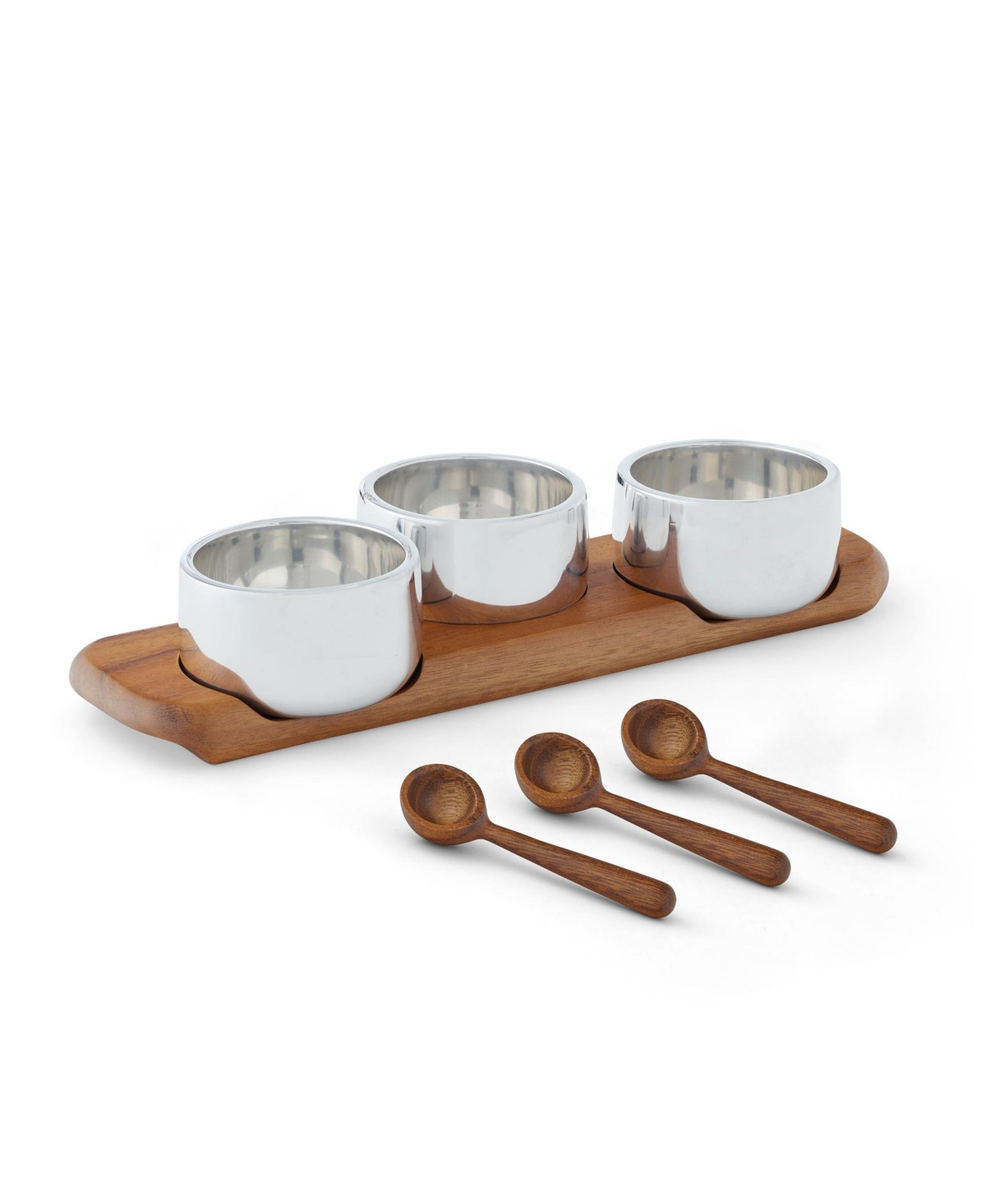 Nambe Condiment Server with Spoons - Borwn/silver | Macy's
