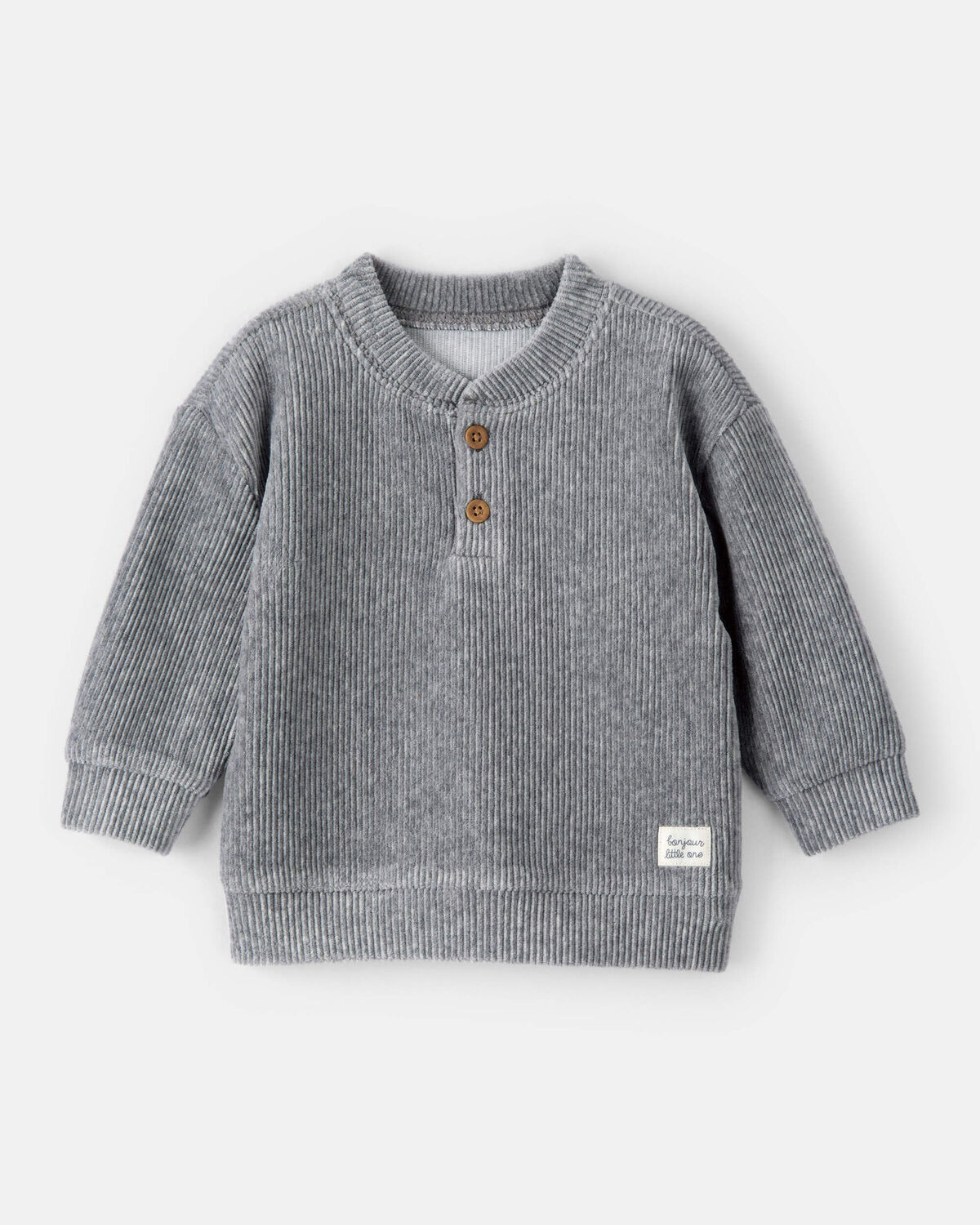 Baby Boy Ribbed Velour Pullover Sweatshirt - Grey | Carter's Inc