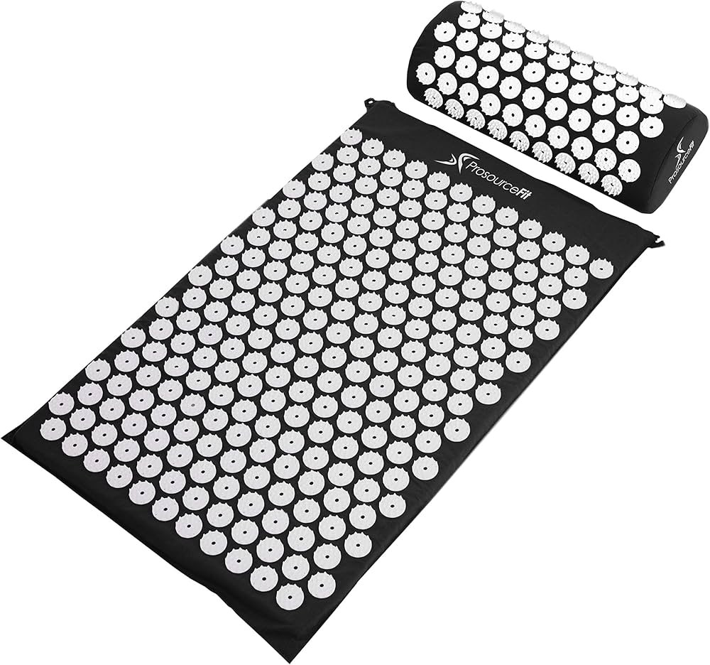 ProsourceFit Acupressure Mat and Pillow Set for Back/Neck Pain Relief and Muscle Relaxation, Blac... | Amazon (US)