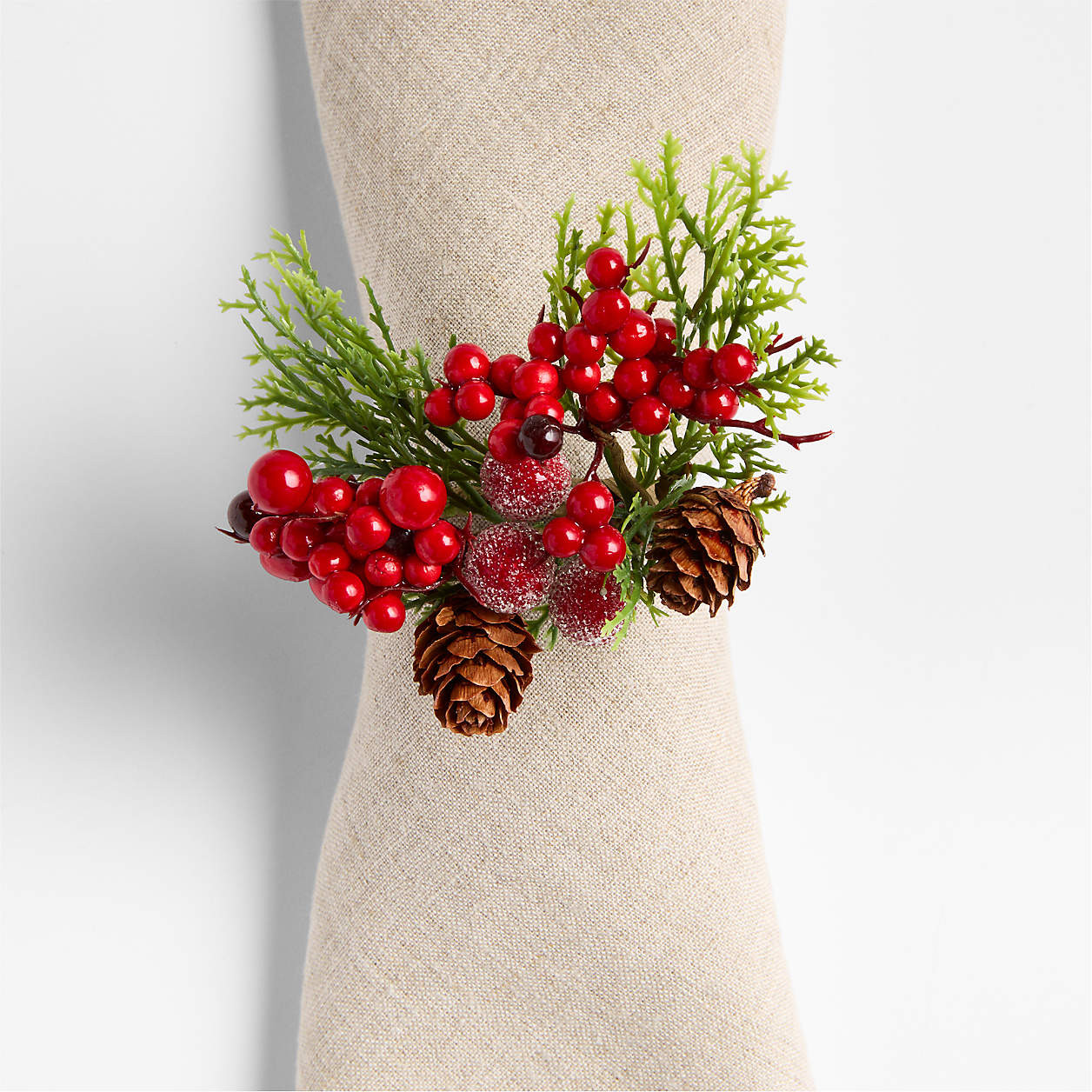 Red Berry Pinecone Napkin Ring + Reviews | Crate & Barrel | Crate & Barrel