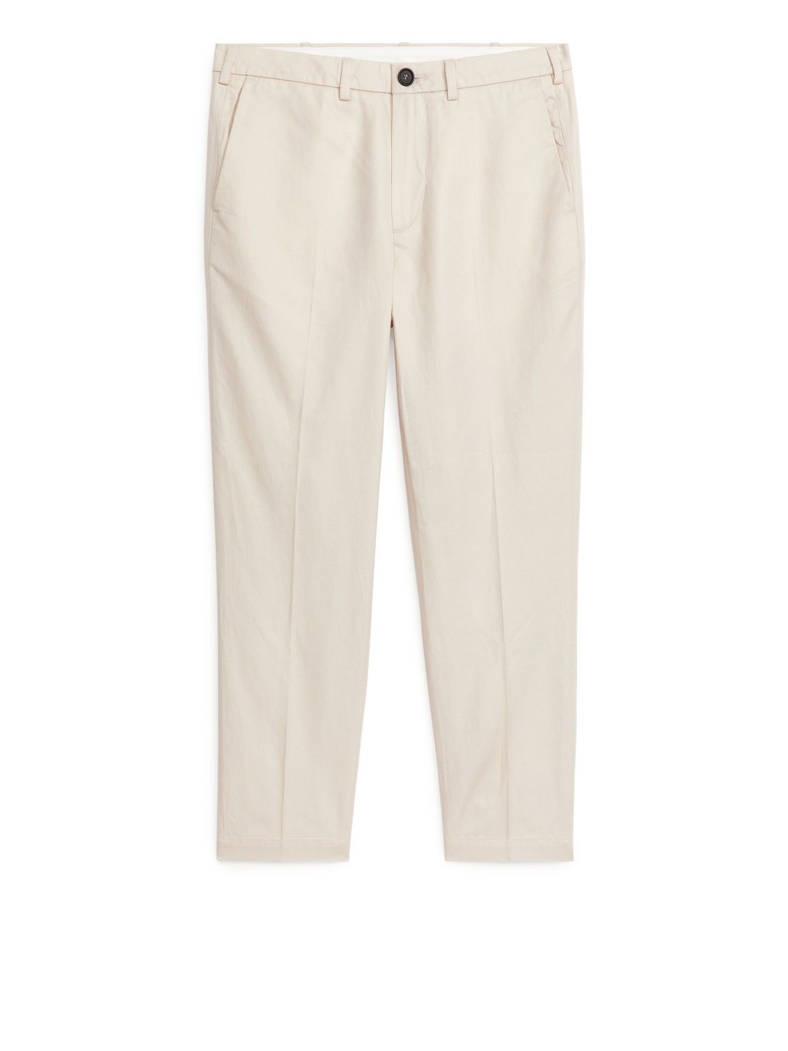 Regular Cropped Cotton-Linen Trousers - Beige | ARKET (US&UK)