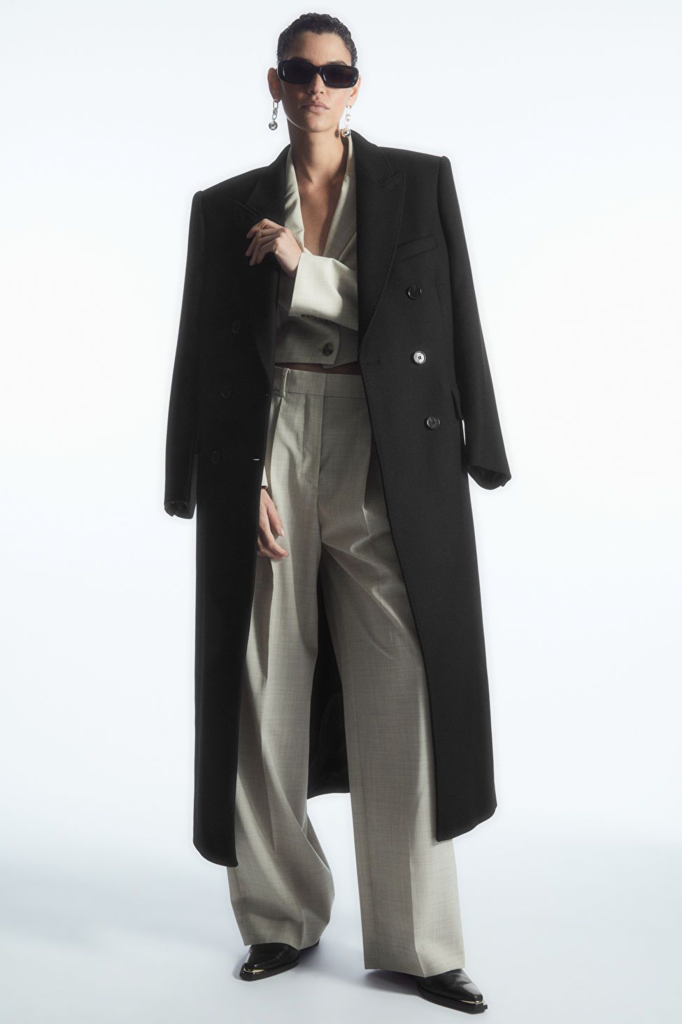 OVERSIZED DOUBLE-BREASTED WOOL COAT - BLACK - Coats and Jackets - COS | COS (US)