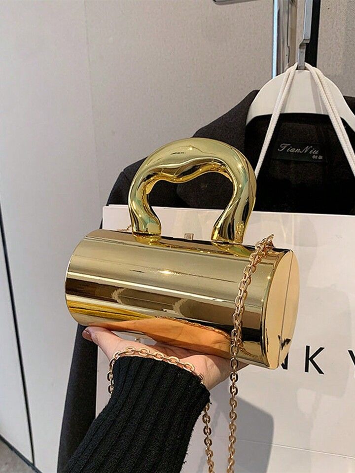 Fashionable Mirror Cylinder Bag, New Chain Design Handbag With Elegant Style | SHEIN