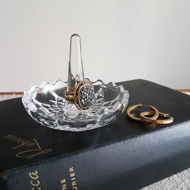 Crystal ring holder // Valentine's gift, ring dish, jewelry storage for vanity, dressing table de... | Etsy (US)
