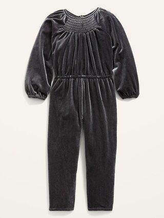 Smocked Velour Long-Sleeve Jumpsuit for Toddler Girls | Old Navy (US)