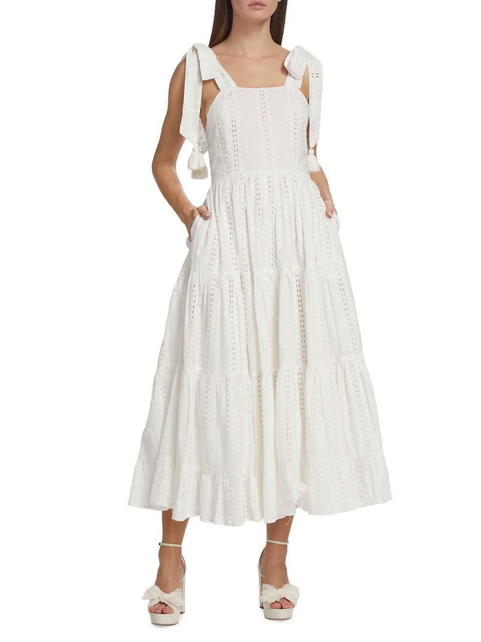 Daphne Tiered Eyelet Midi Dress | Saks Fifth Avenue