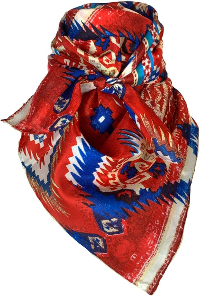 Wyoming Traders Aztec Cowboy Wild Rag 100% Silk Scarf Bandana Multiple Colors 34.5" | Amazon (US)