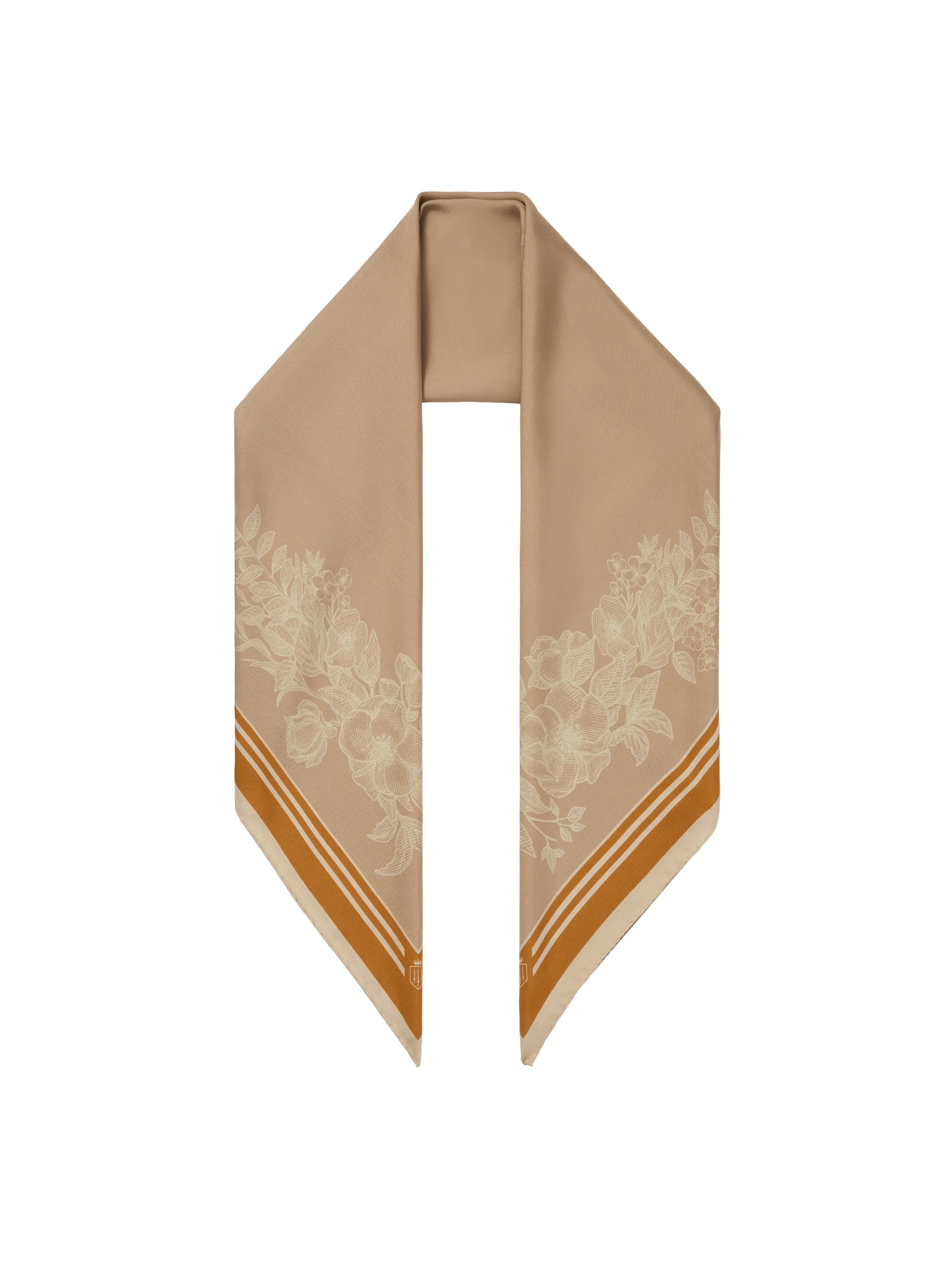Mannington - Women's Silk Scarf - Beige, Off White & Orange | Fairfax & Favor | Fairfax & Favor (UK)