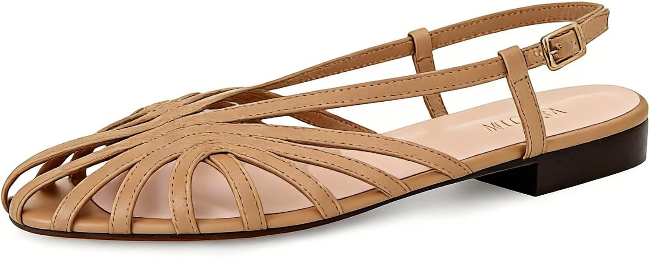 MICIFA Slingback Flat Sandals for Women Round Toe Low heel Sandals Buckle Strap Slip on Flats Sum... | Amazon (US)